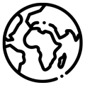 Minimal line globe icon representing reliable international shipping and worldwide delivery