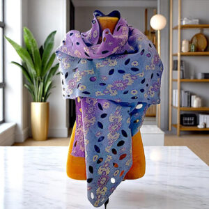 Wool Silk Shawl – Elegant Luxury 190 cm Handmade Embroidered FeltedWrap