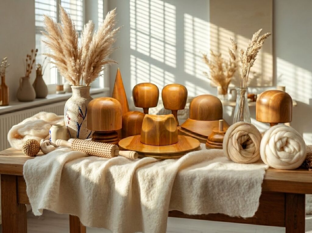 Professional hat blocks for milliners, home decor, boutiques and wig display — and felting tutorials for makers worldwide.